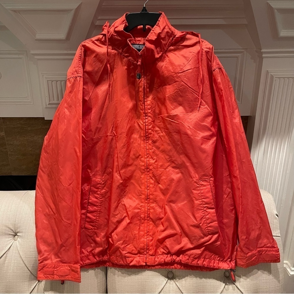 Lands' End Nylon Shell (Dark Salmon) Long Sleeve Full Zip Jacket XL Hooded
